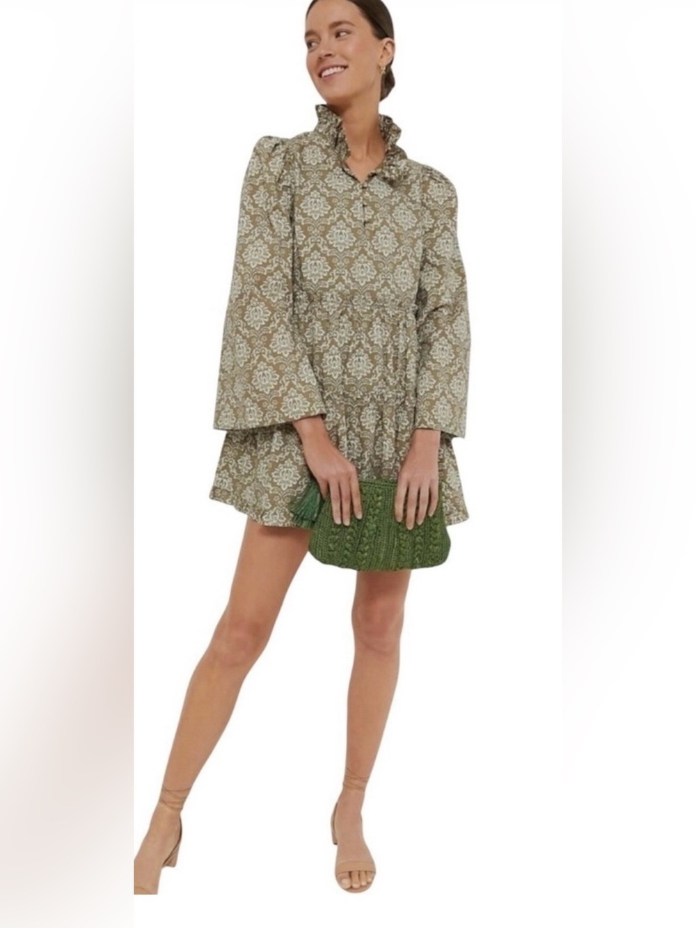 Hyacinth House Russell Mini Dress Olive Floral S NWT Tuckernuck - Picture 9 of 11